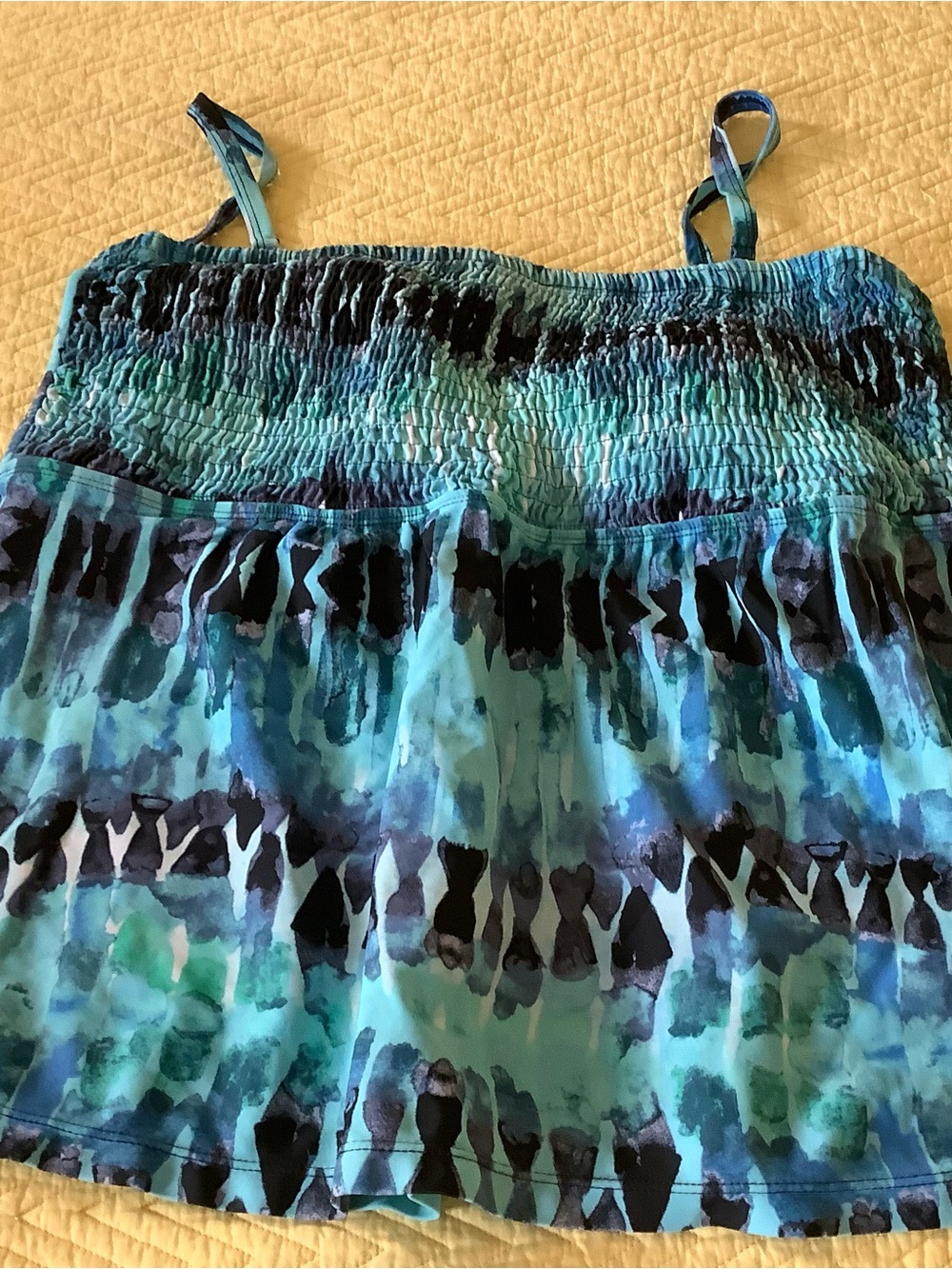 Women’s Swimsuits For All brand Blue & Teal Smocked Tankini Top